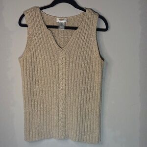 Talbots Tan Ribbed V-Neck Sweater Vest